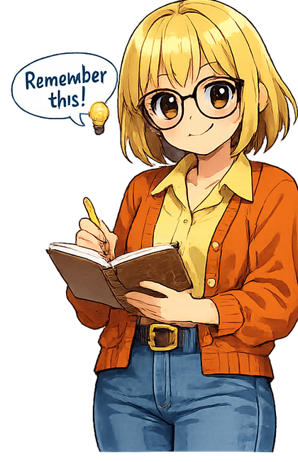 Goldie making a reminder note