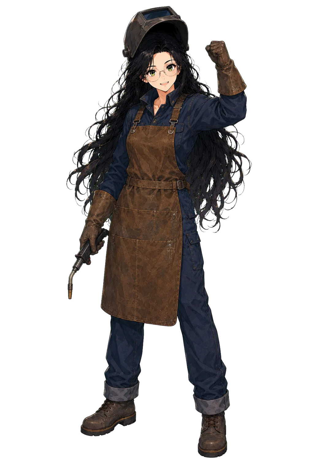 Sage dressed as a welder