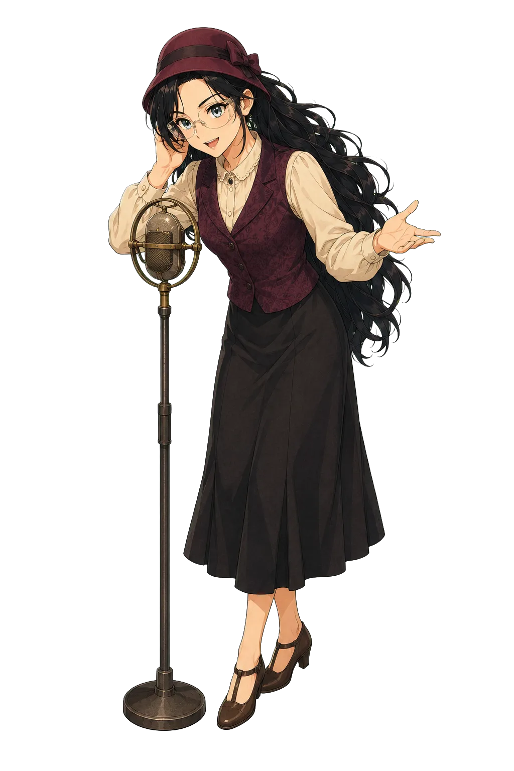 Sage dressed as a vintage radio broadcaster