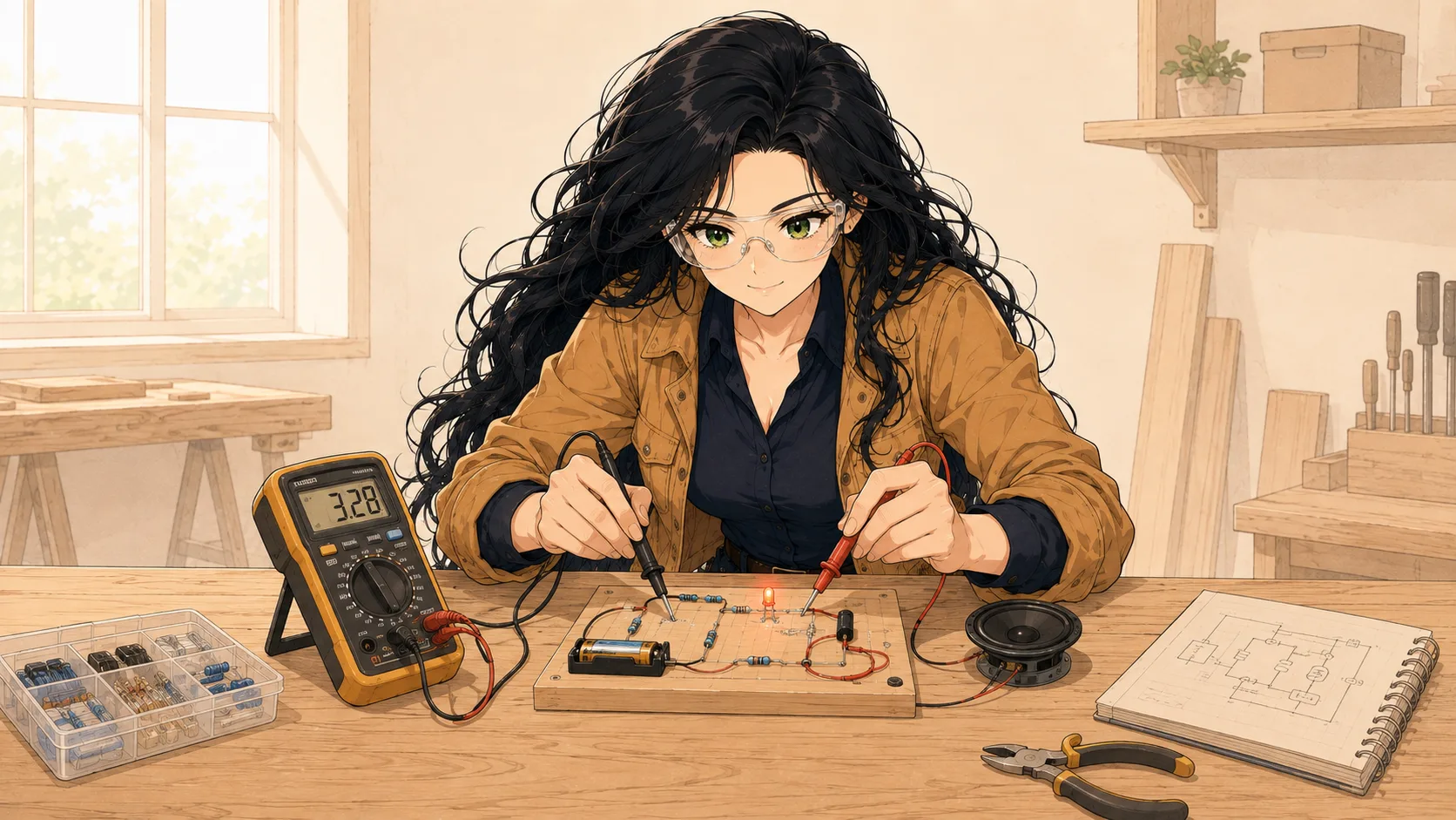 Sage working with electrical tools and components