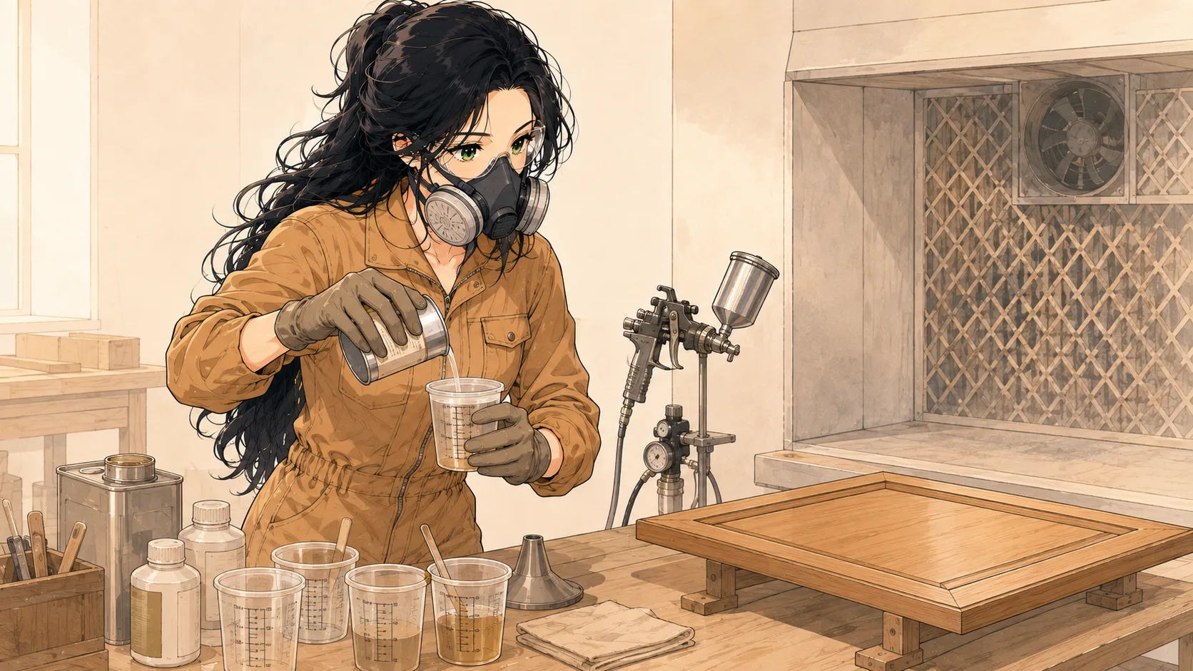 Sage doing finishing work in a workshop