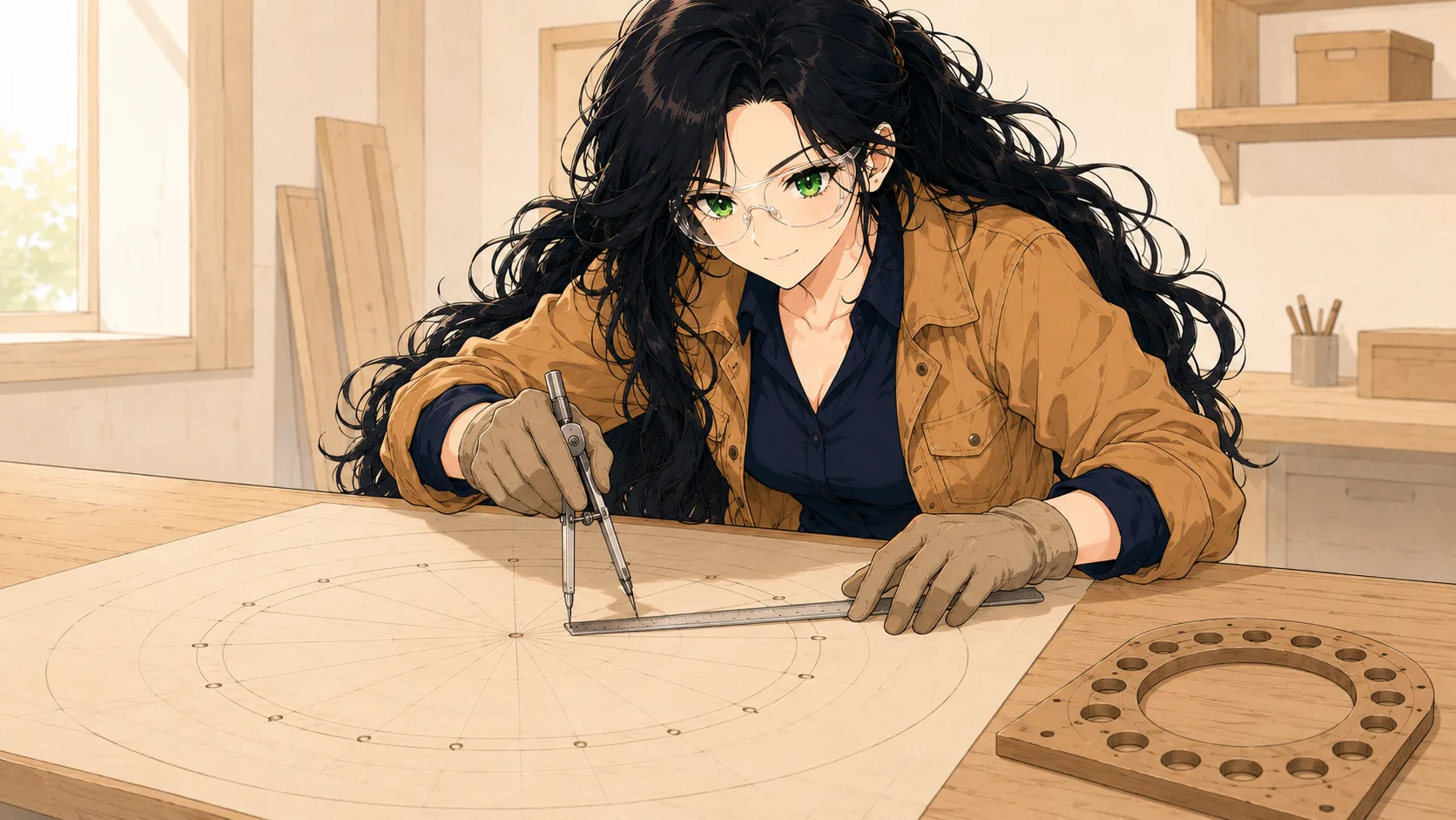 Sage laying out geometry on a workbench