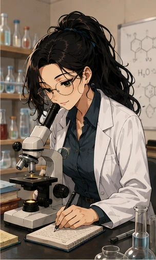 Sage examining something closely at a microscope