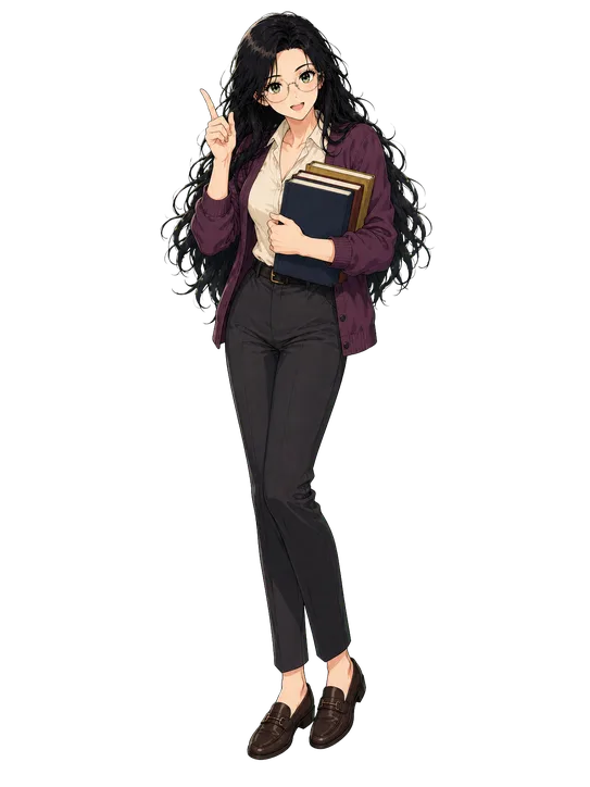 Sage dressed as a librarian