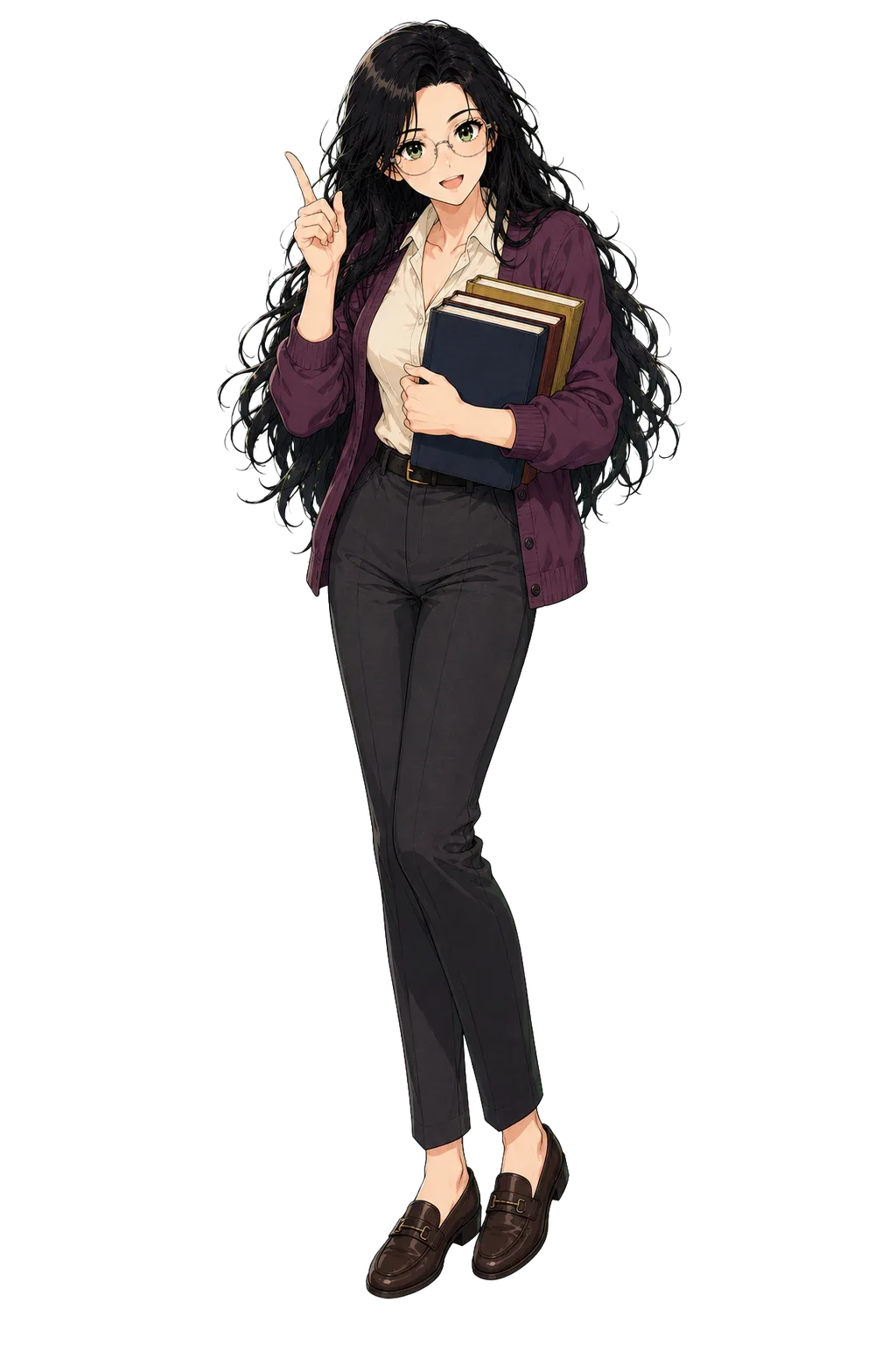 Sage dressed as a librarian