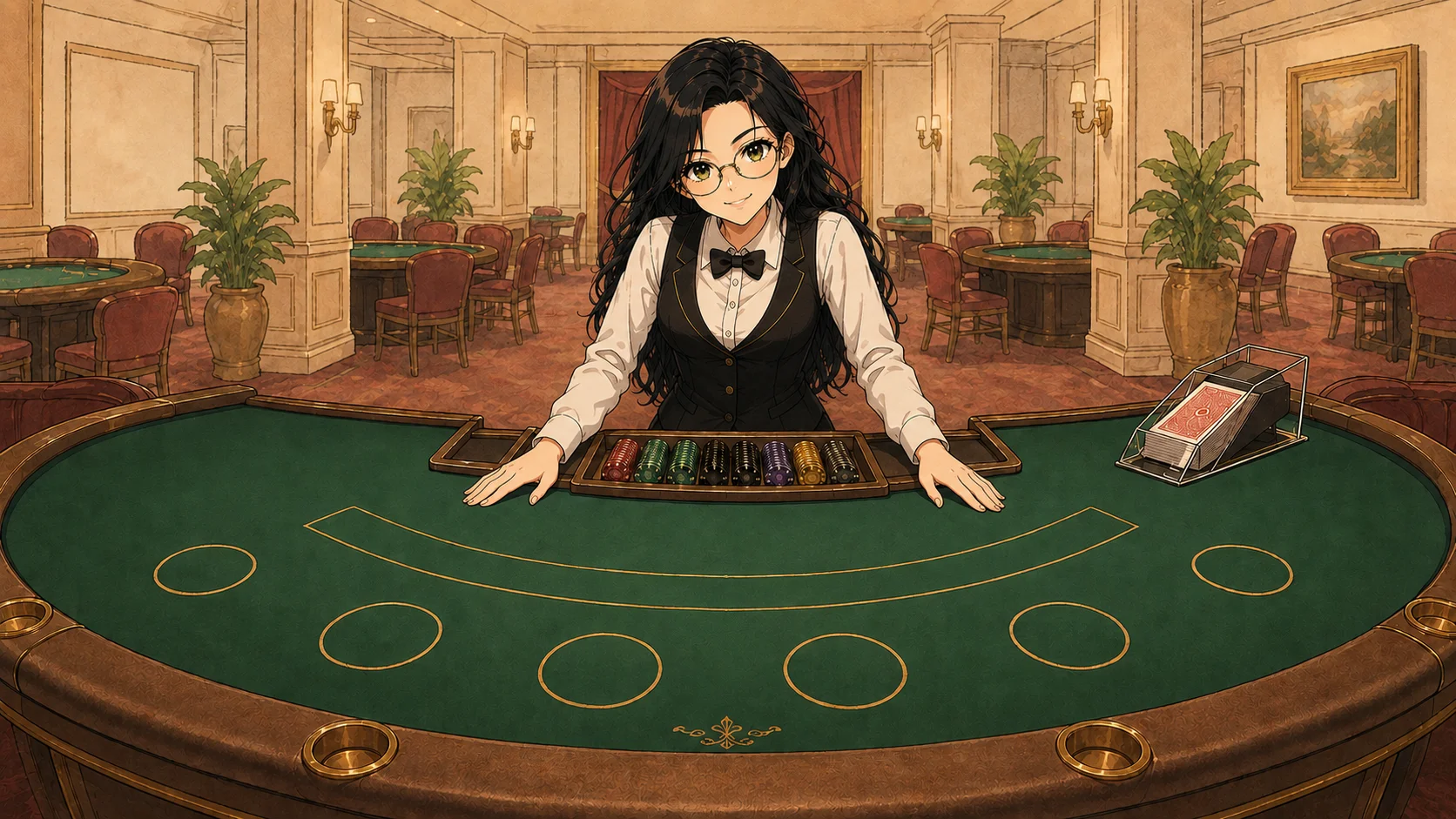 Sage dealing at Sage's Table blackjack